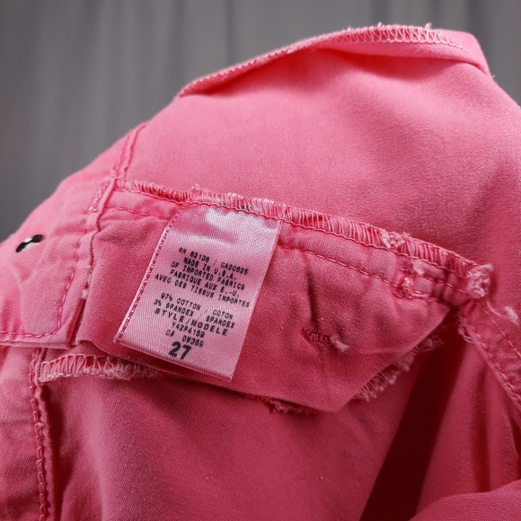 Guess Vtg Pants 27 Low Rise Crop Drawstring Ruched Pink Stretch Zip Pock… - Picture 7 of 10
